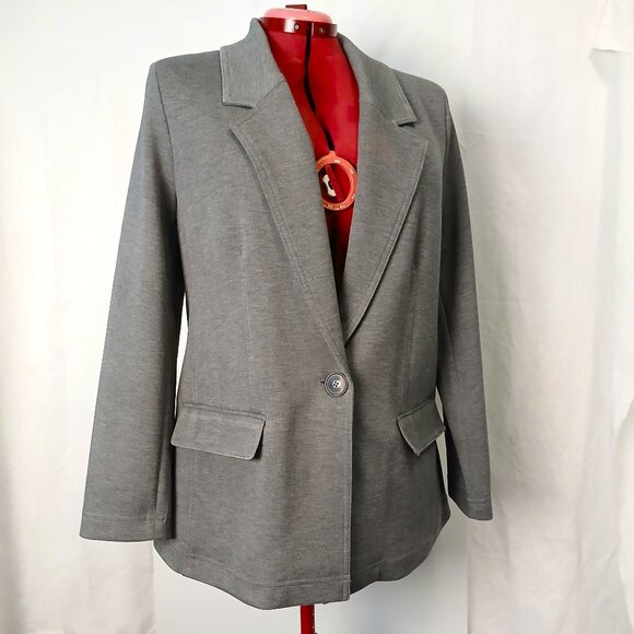 Grey Knit Blazer with Comfort Stretch - Picture 1 of 6